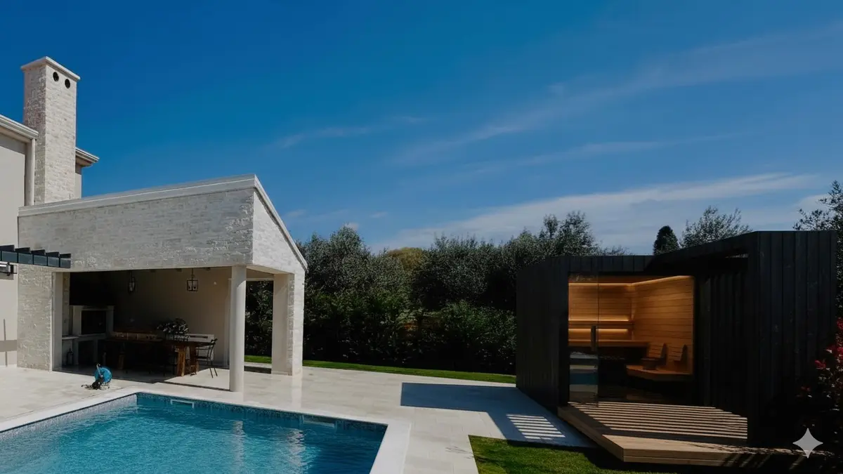 KUBIQ Solo koncept — sauna u vrtu kamene vile