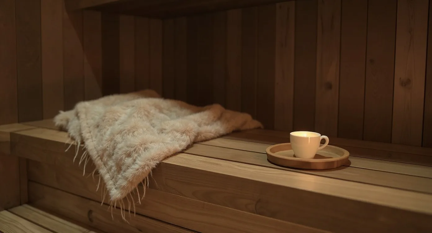 Počitek po contrast ritualu ob cold plunge in večernem outdoor wellness ambientu